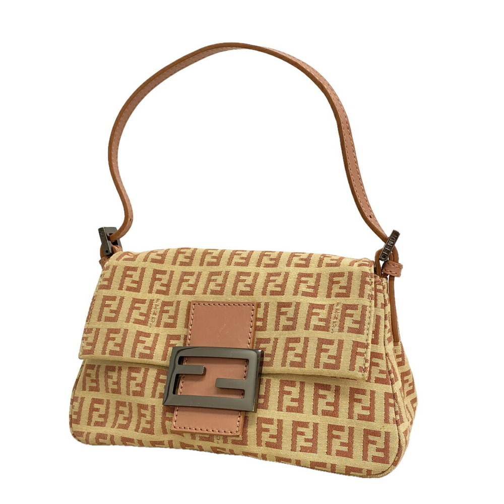 Fendi Zucchino Nylon Canvas Handbag, Pink Beige, Women's